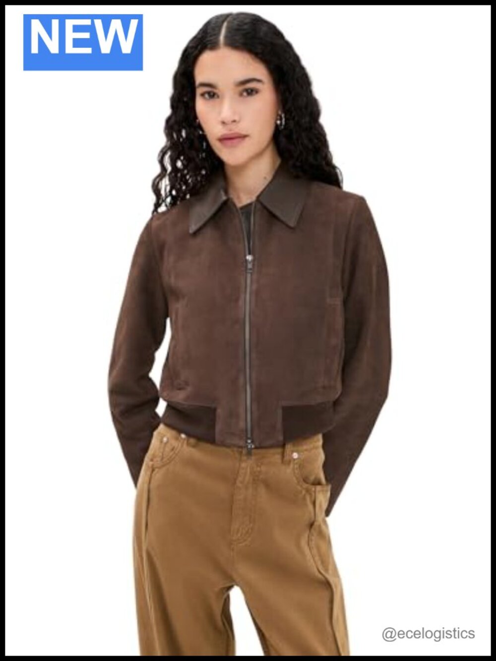 Vince Women's Suede Shrunken Bomber Jacket Moto Aviator Zipper
